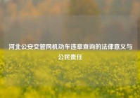 河北公安交管网机动车违章查询的法律意义与公民责任