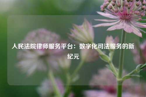 人民法院律师服务平台:数字化司法服务的新纪元