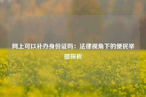 网上可以补办身份证吗：法律视角下的便民举措探析