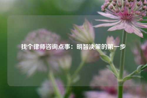 找个律师咨询点事：明智决策的第一步