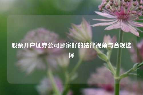 股票开户证券公司哪家好的法律视角与合规选择