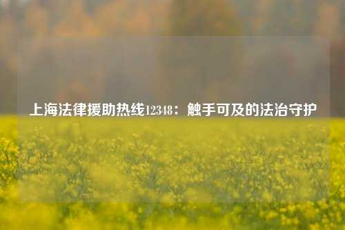 上海法律援助热线12348:触手可及的法治守护