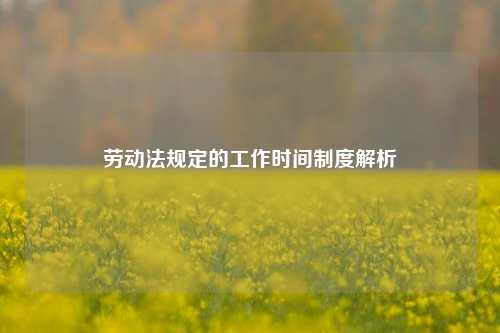 劳动法规定的工作时间制度解析